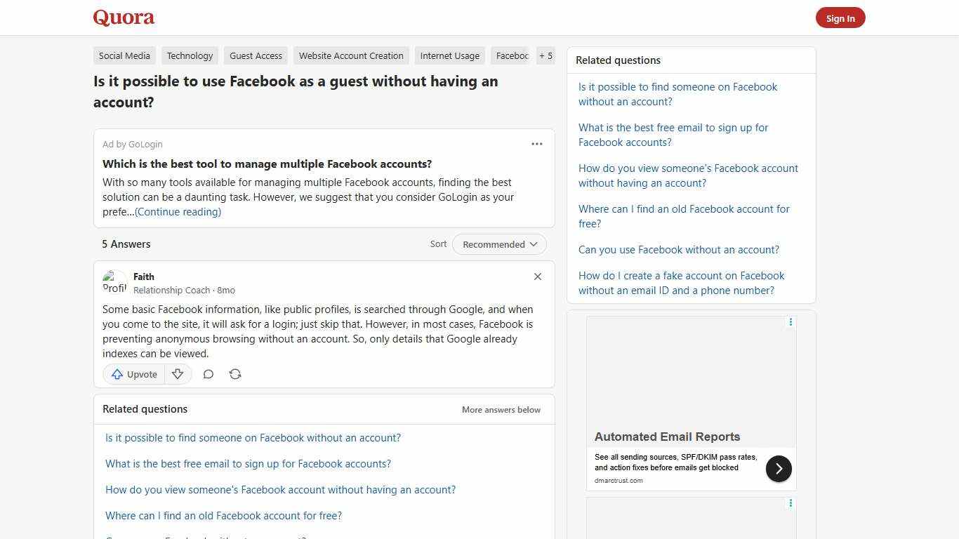 Is it possible to use Facebook as a guest without having an account? - Quora